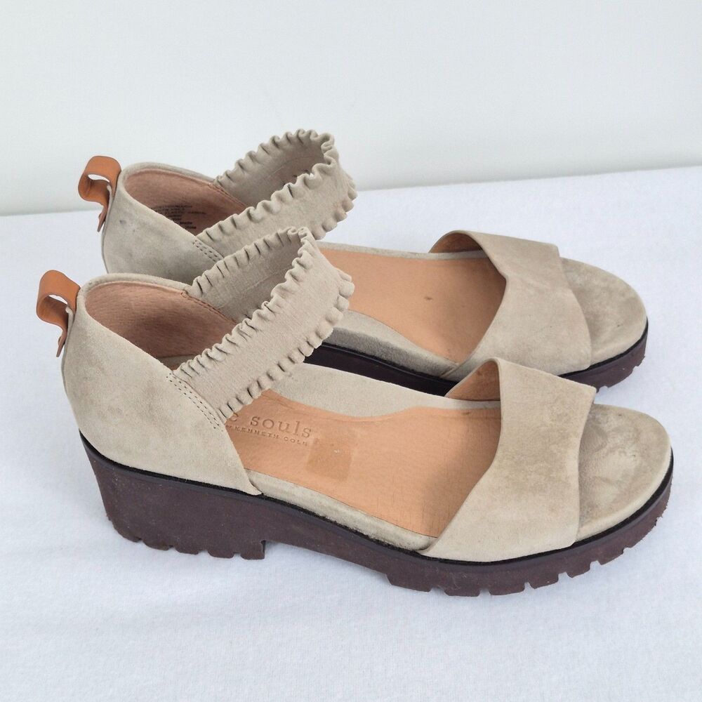 Gentle Souls Women's Sz 9 Anja Sandals Chunky Mushroom Tan Leather Granola Earth